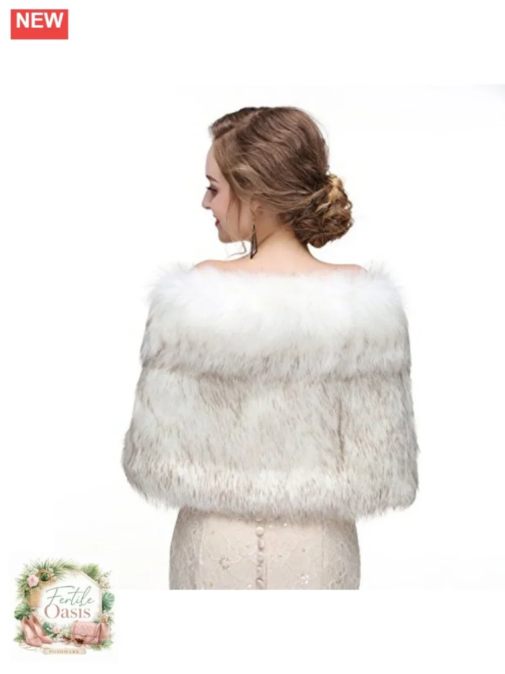 Faux Fur Shawl Wrap Cape for Bridal Wedding Party Winter Warm